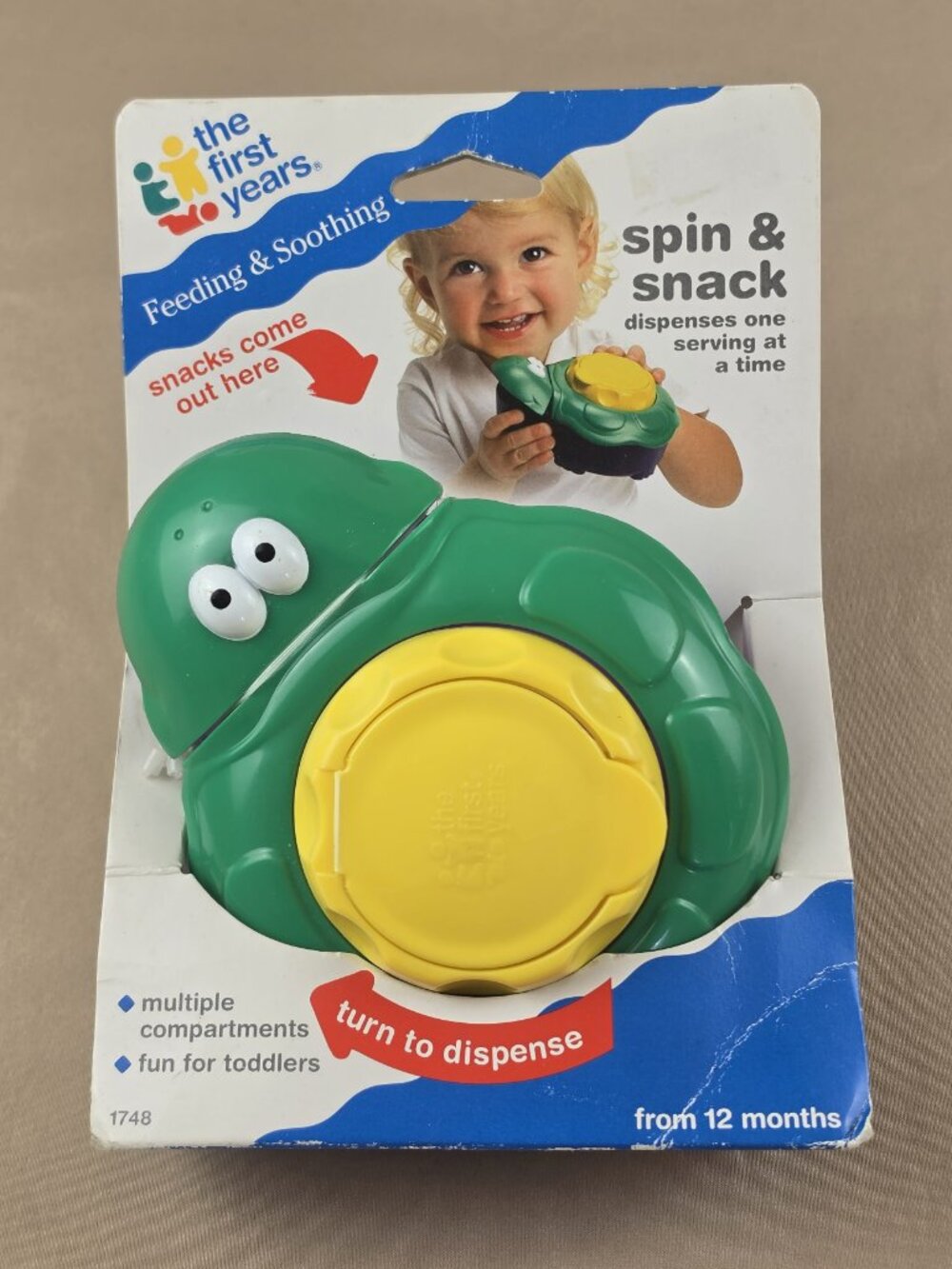 Vtg Turtle Rotating Spin & Snack Dispenser Container The First Years 1999